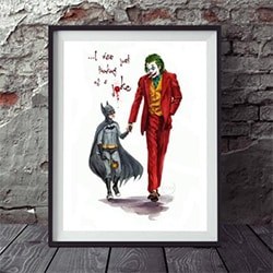 Long Distance Relationship Gifts Joker Batman Watercolor Print