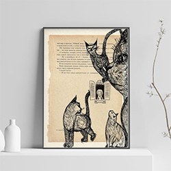 Gifts For Book Nerds Cat Painting