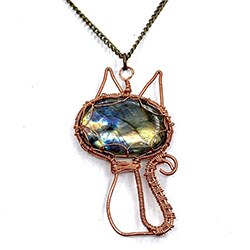 Cat Pendant Wire Wrapped