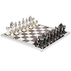 Modern Chess Sets Oversized Nickel Ivory