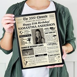 Personalized 21st Gifts Birthday Newspaper