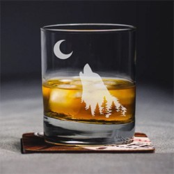 Awesome Wolf Themed Gifts Whiskey Glass