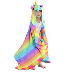 Colorful Unicorn Gift Ideas Hooded Blanket